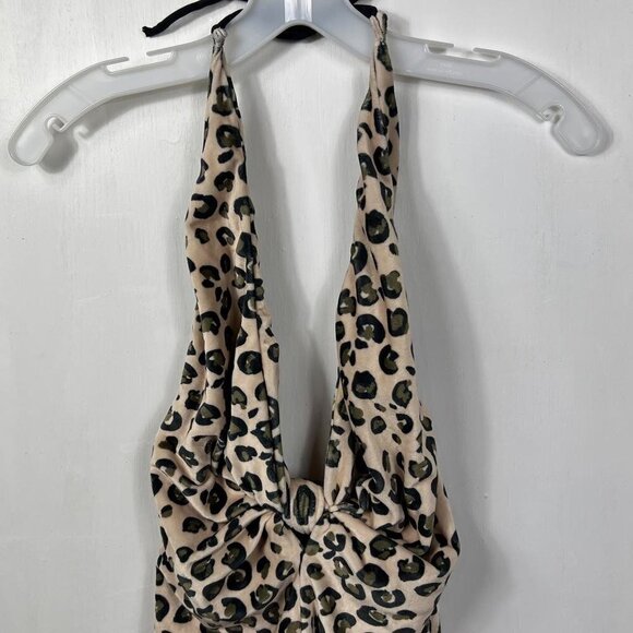 ALive! Cream black and green velvet halter bodysuit.  Size m - Picture 2 of 9
